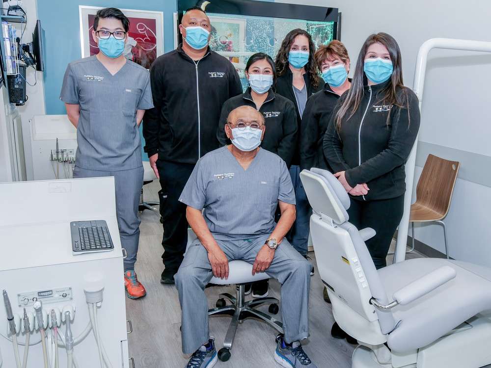 Group portrait of the Pediatric Dentistry of Palo Alto team in our treatment area